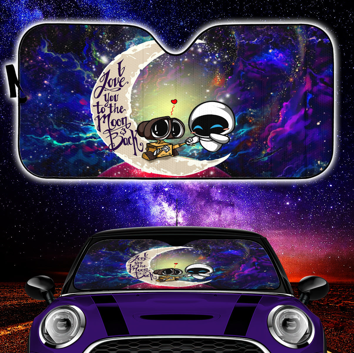 70_8e164992-f341-4c4d-88ae-13d8c88937a8 Wall-E Couple Love You To The Moon Galaxy Car Auto Sunshades Nearkii
