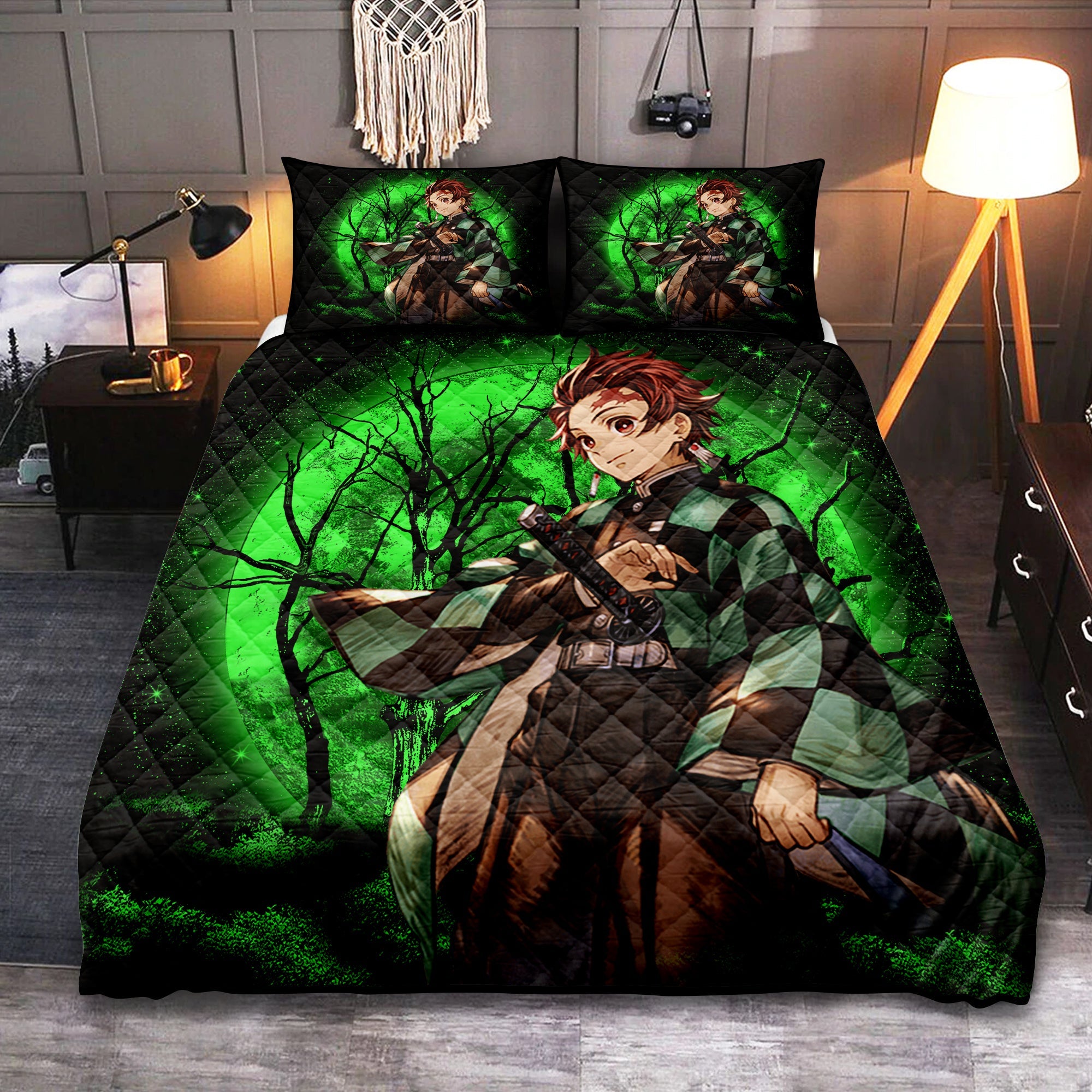 Tanjiro Demon Slayer Moonlight Quilt Bed Sets 47choco
